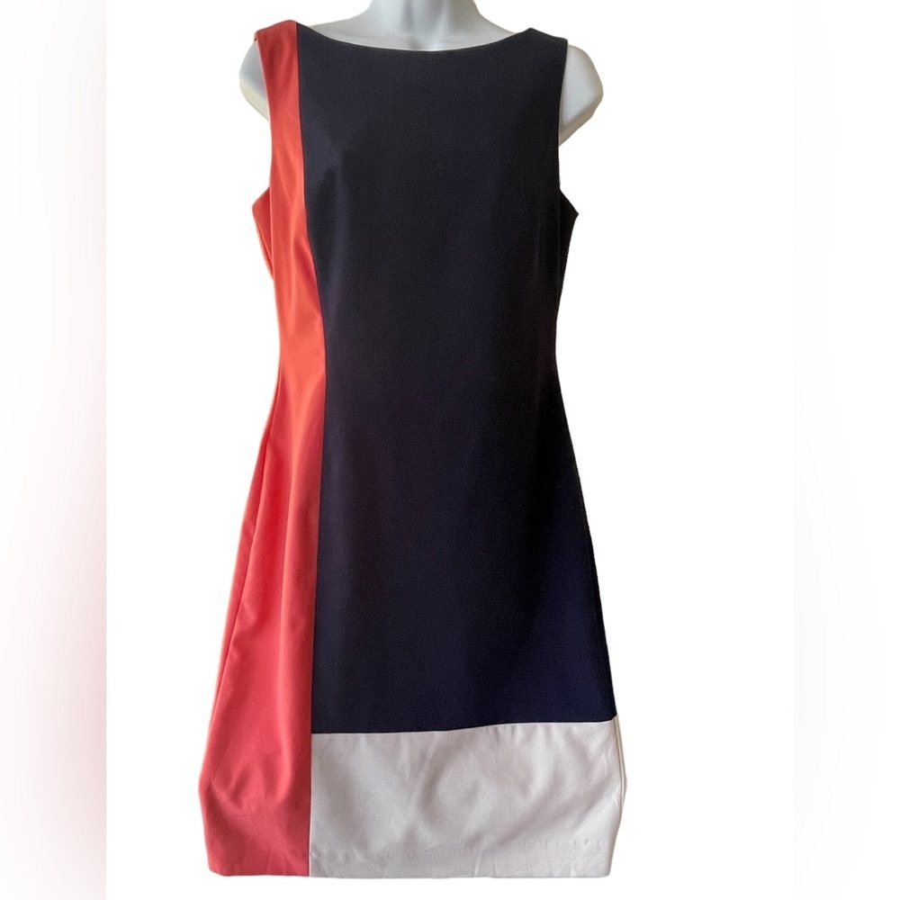 🔥💙RALPH LAUREN size 4 sleeveless dress navy/coral/stone color. Back zip. NICE!